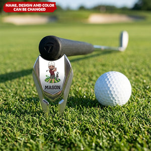 Personalized Cartoon Character Name Magnetic Divot Repair Tool Ball Marker Hat Clip Set with Case Birthday Golf Accessory Gift for Golf Players