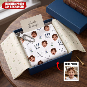 Personalized Face Photo Golf Towel with Number and Carabiner Clip Golf Accessory Birthday Gift for Golf Player
