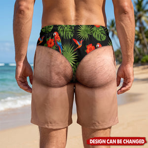 Custom Funny Men Swim Trunks - Personalized Summer Vacation And Travel Gifts For Men - Looking Good Naturally