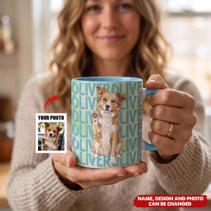 Custom Pet Portrait & Name Watercolor Style - Personalized Mug