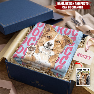 Custom Pet Portrait & Name Watercolor Style - Personalized Blanket
