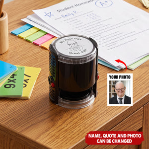 Custom Photo Outline Sketch Teacher Says Good Job - Personalized Stamp