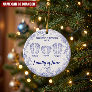 Our First Christmas As A Family Of Three, Four - Personalized Ceramic Ornament