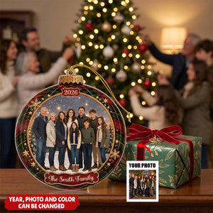 Custom Photo Acrylic Ornament - Personalized Christmas Birthday Gifts For Mom, Dad, Brother, Sister - Love Makes A Family Whole