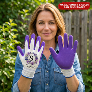 Custom Coated Grip Gardening Gloves - Personalized Birthday Garden Gifts For Gardeners - Growing Sweet Daily Memories