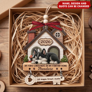 Custom First Christmas Wooden Ornament With Tag - Personalized Christmas Birthday Gifts For Dog Cat Lovers, Dog Dad And Mom, Cat Owners - Curled Up In Love