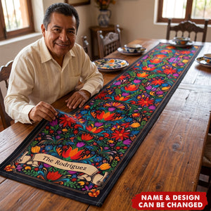 Mexican Cinco De Mayo Floral Fiesta Dia De Los Muertos - Personalized Table Runner