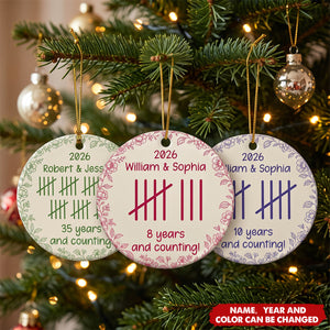 Couple Anniversary Gift Tally Mark - Personalized Circle Ceramic Ornament