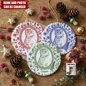 Custom Photo Portrait Christmas Gift For Pet Lover - Personalized Ornament
