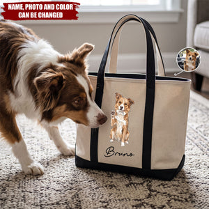 Custom Pet Portrait Watercolor Gift For Dog Mom, Cat Mom - Personalized Tote Bag