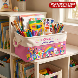 Art Supply Basket For Painting Lover Kids, Grandkids - Personalized Storage Basket