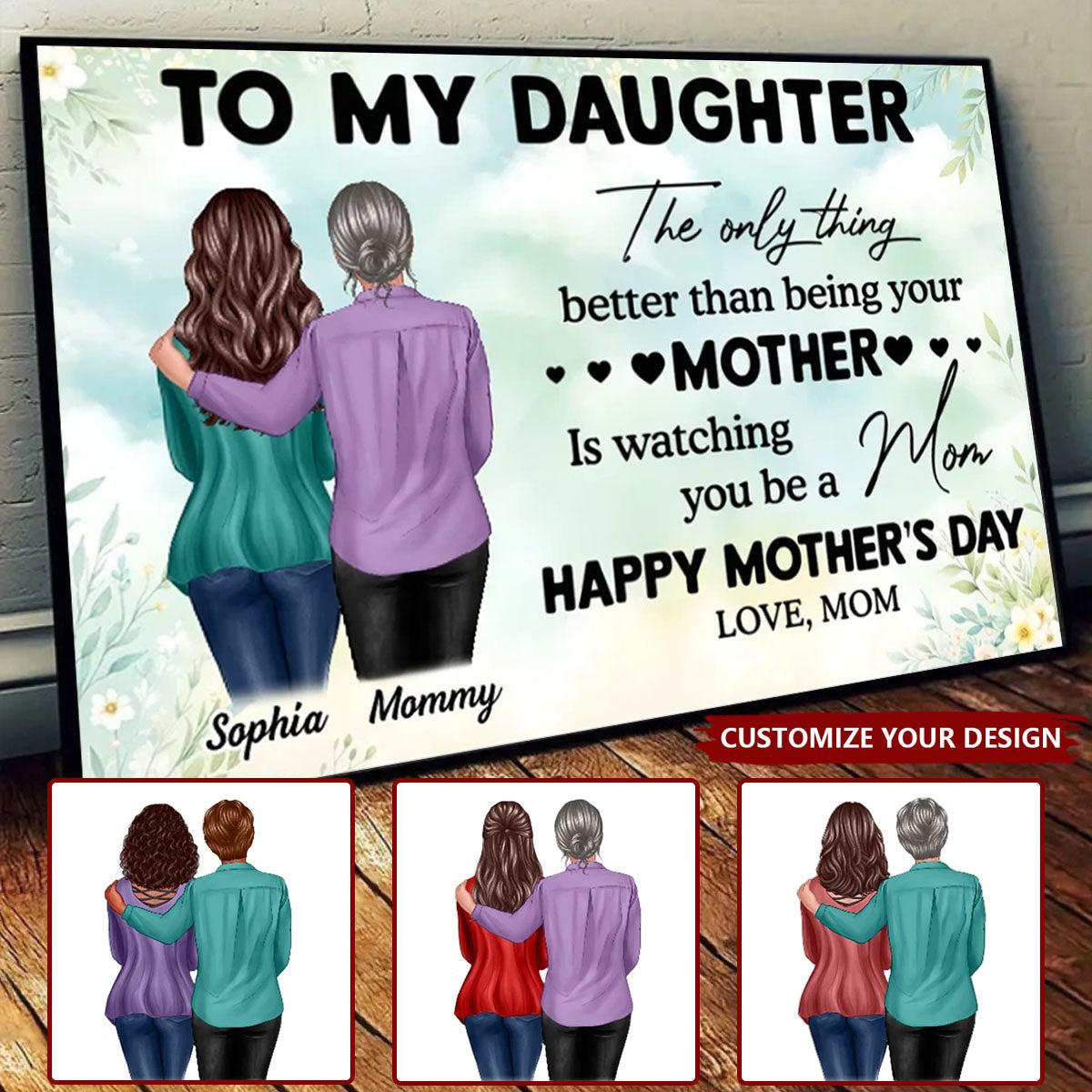 To My Daughter From Mom Happy Mother's Day Personalized Poster