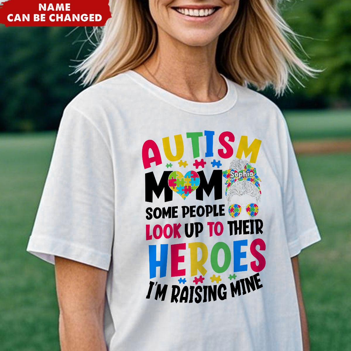 Autism Mom Raising Hero Personalized Name T-Shirt