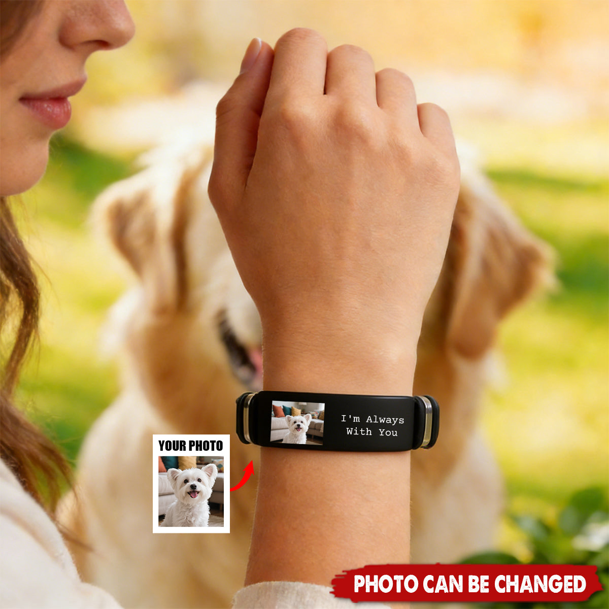 Custom Photo Forever In My Heart Pet Memorial - Personalised Engraved Bracelet