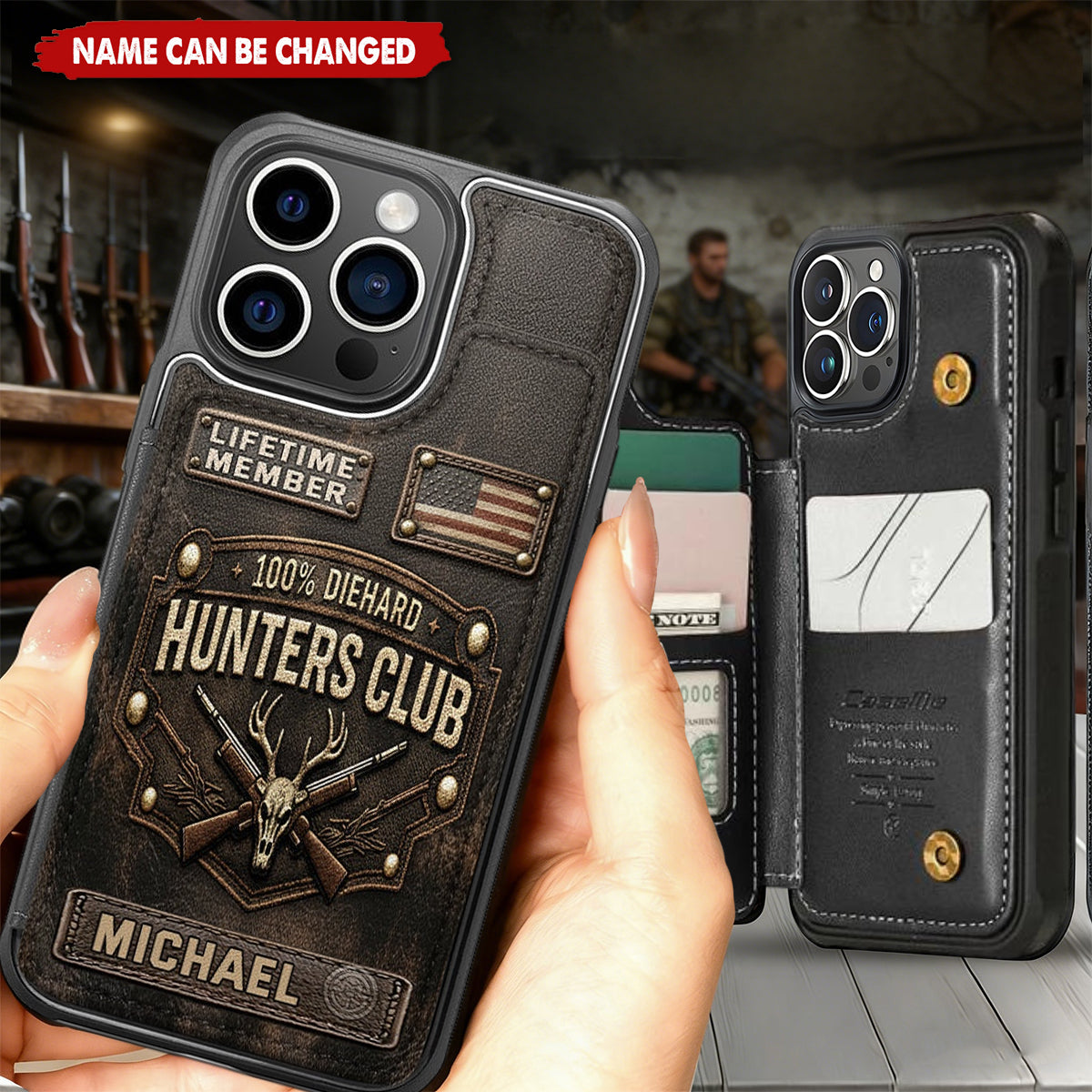 Die Hard Hunter Club - Personalized Hunting Fully Printed Wallet Phone Case