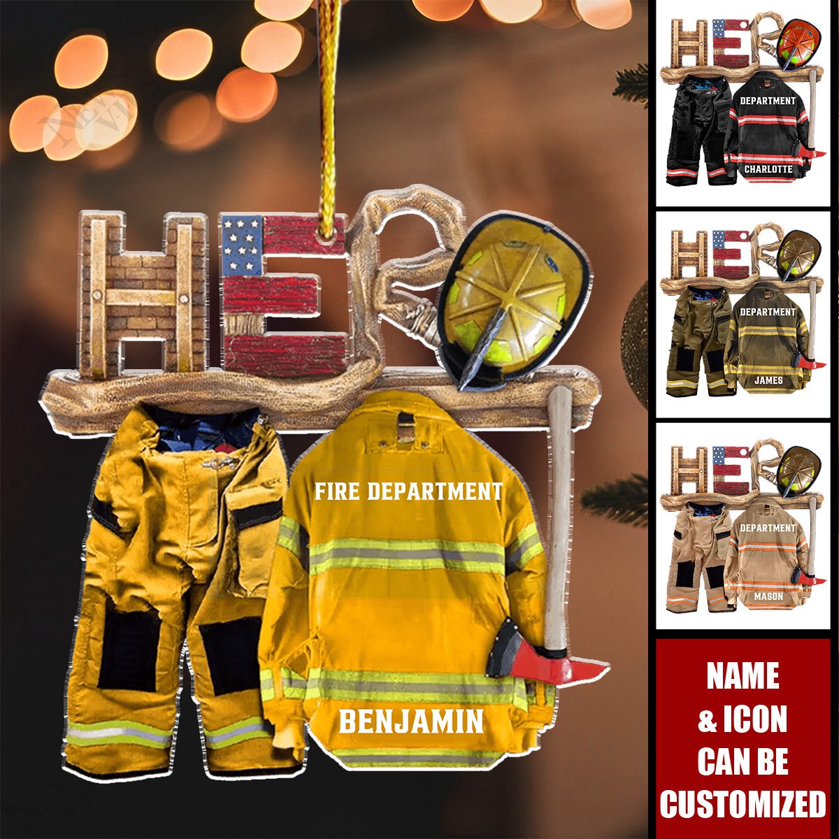 Armor Firefighter Is My Hero - Personalized Acrylic Christmas Ornament