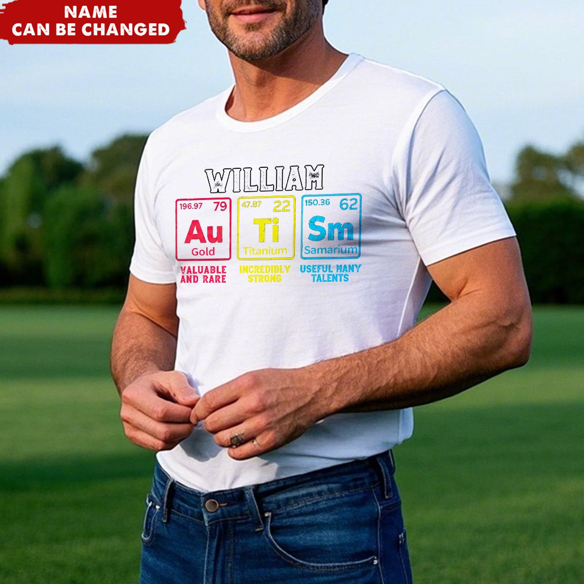 Personalized Autism Awareness Elements Periodic Table T-Shirt