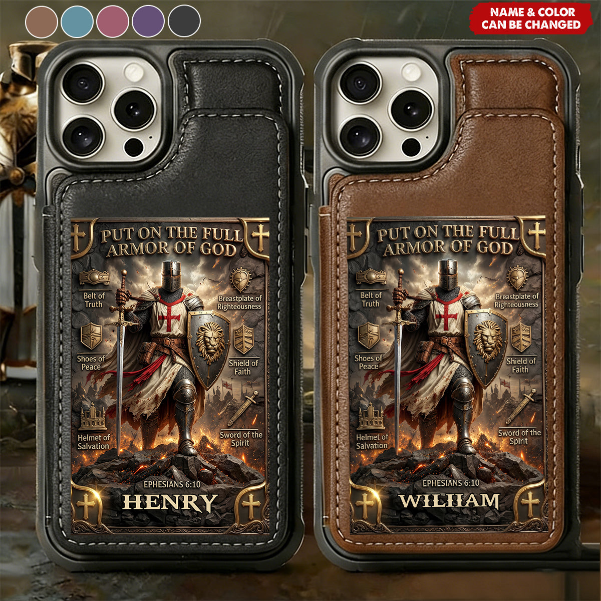 Armor Of God | Personalized Leather Flip Wallet Phone Case