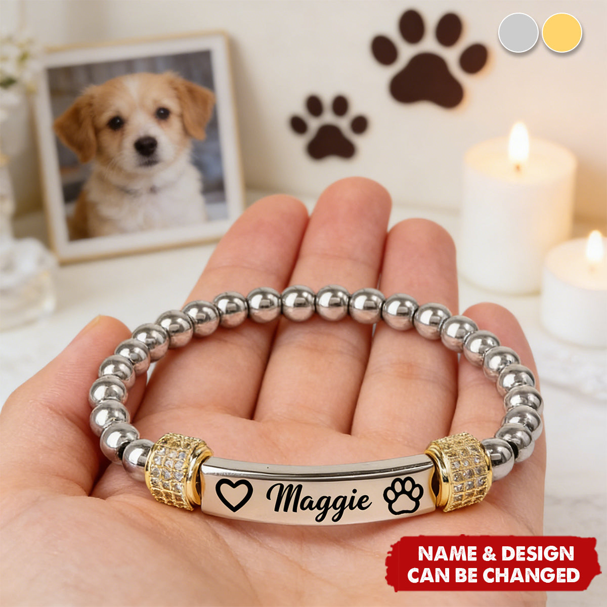 FOR MEMORIAL-My Four-Legged Angel Is Always Nearby Custom Name Bead Bracelet
