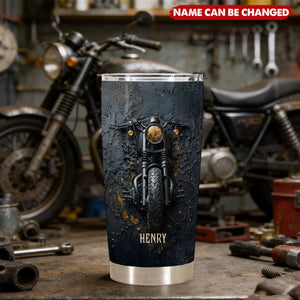 Classic Motorcycle, Personalized Stainless Steel Tumbler, Gift For Men
