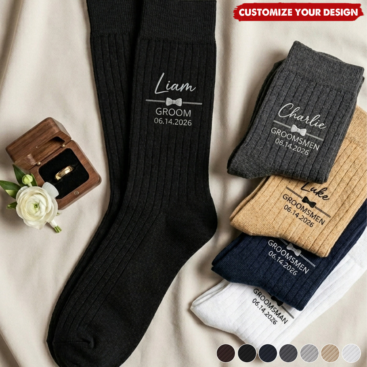 Wedding Socks For Groomsmen, Groom Wedding Gifts - Personalized Socks