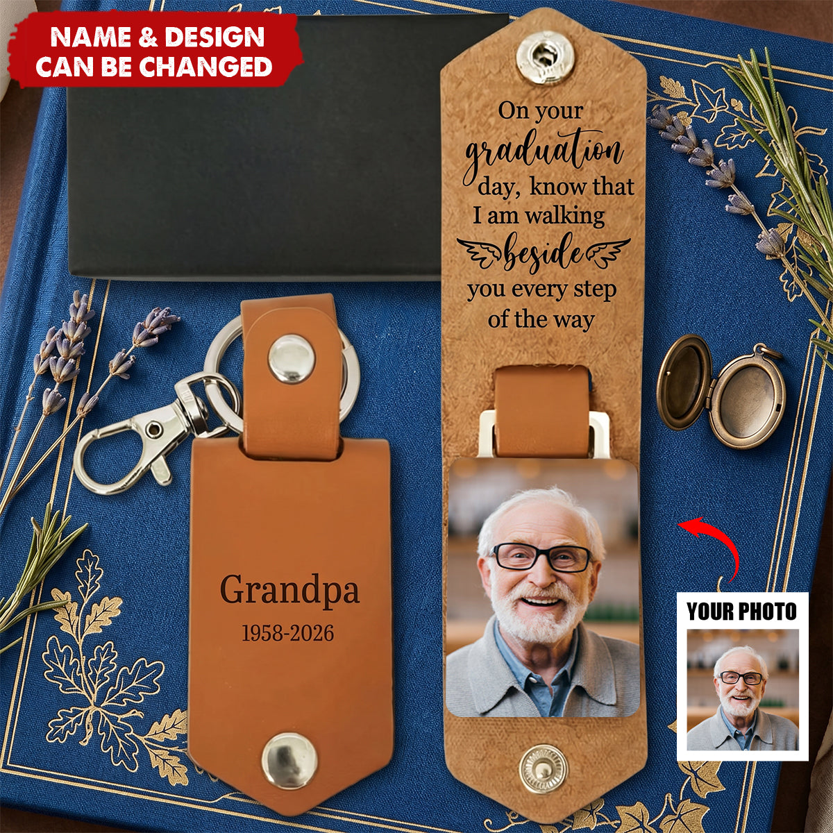 On Your Graduation Day Memorial Custom Photo - Personalized Leather Keychain
