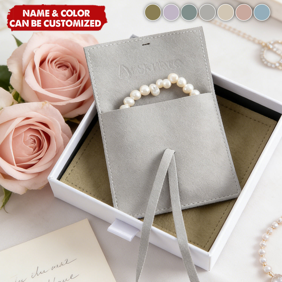 Custom Name Jewelry Organizer Envelope Pouch - Personalized Jewellery Pouch