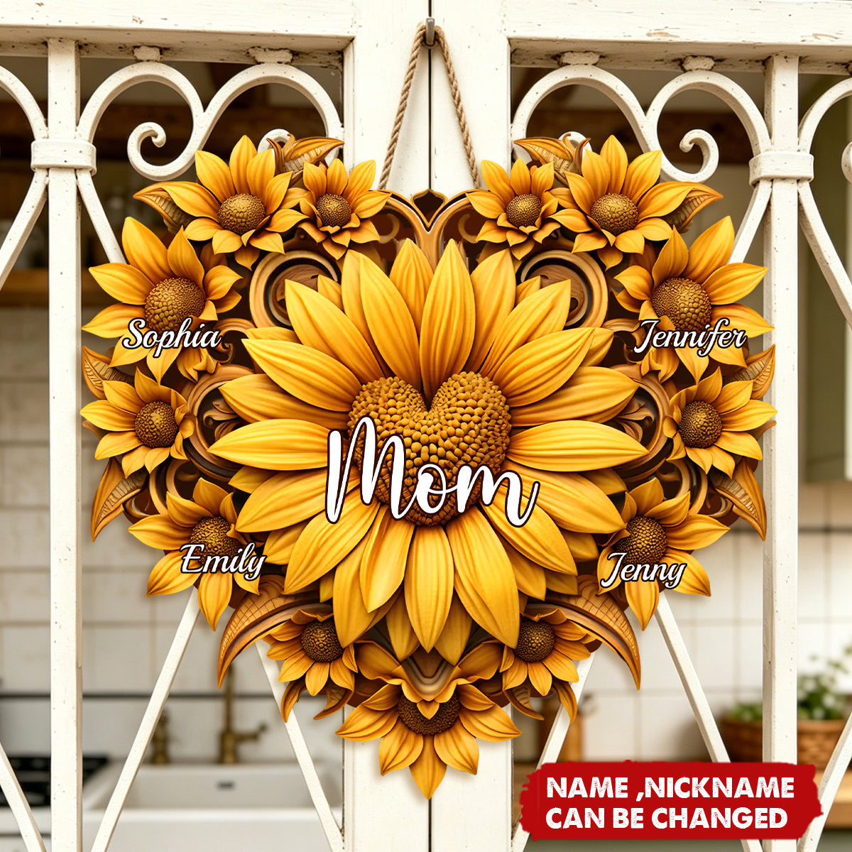 All Roads Lead Back To Her - Personalized Sunflower Wood Sign - Mother's Day Birthday Gifts For Mom, Grandma