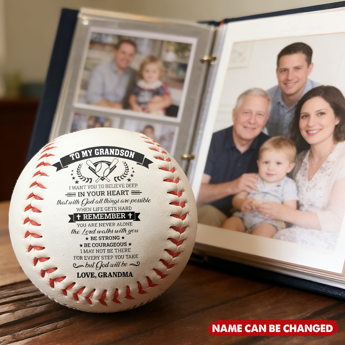 To My Grandson - Personalized Baseball Ball