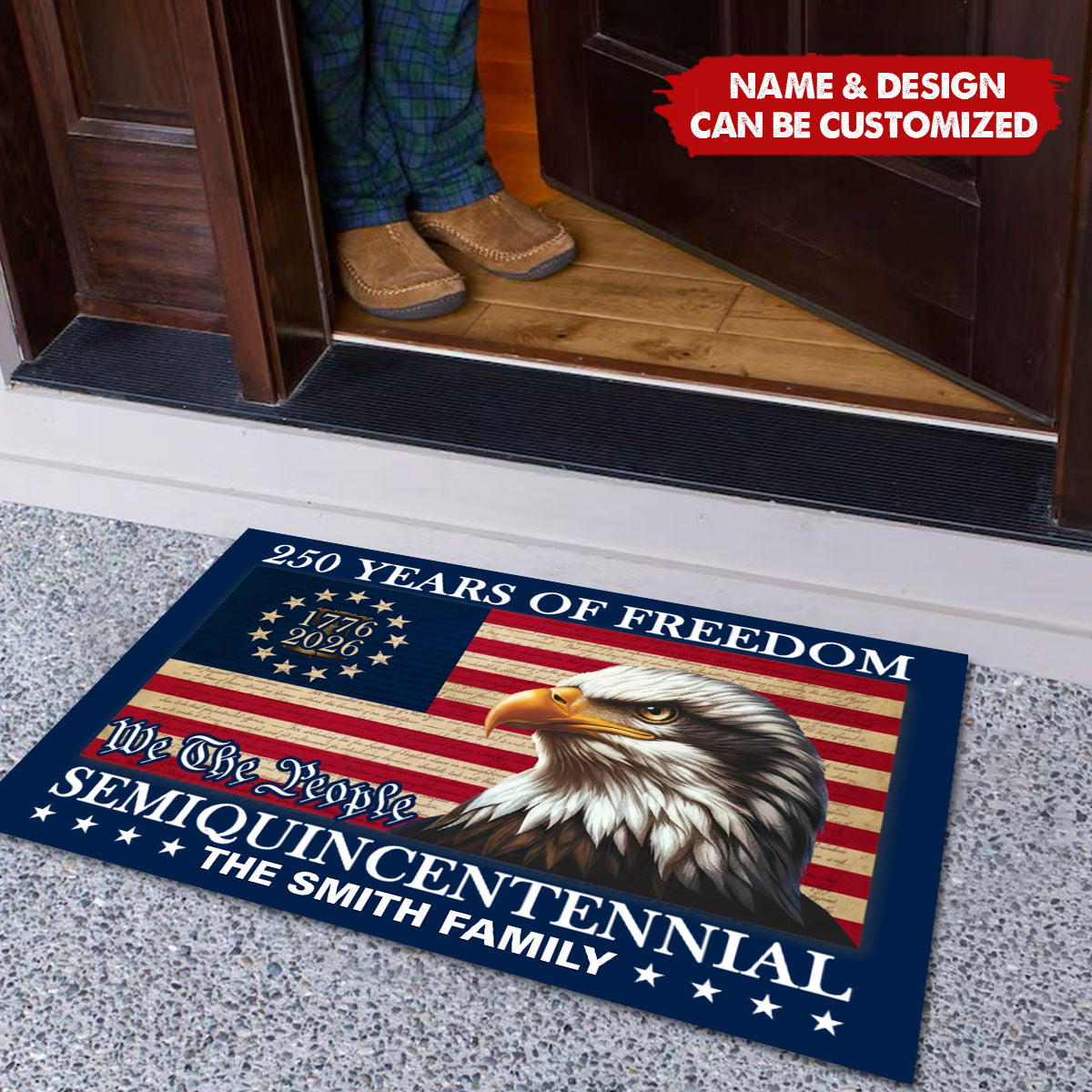 250 Years of Freedom Semiquincentennial Eagle American Flag Doormat