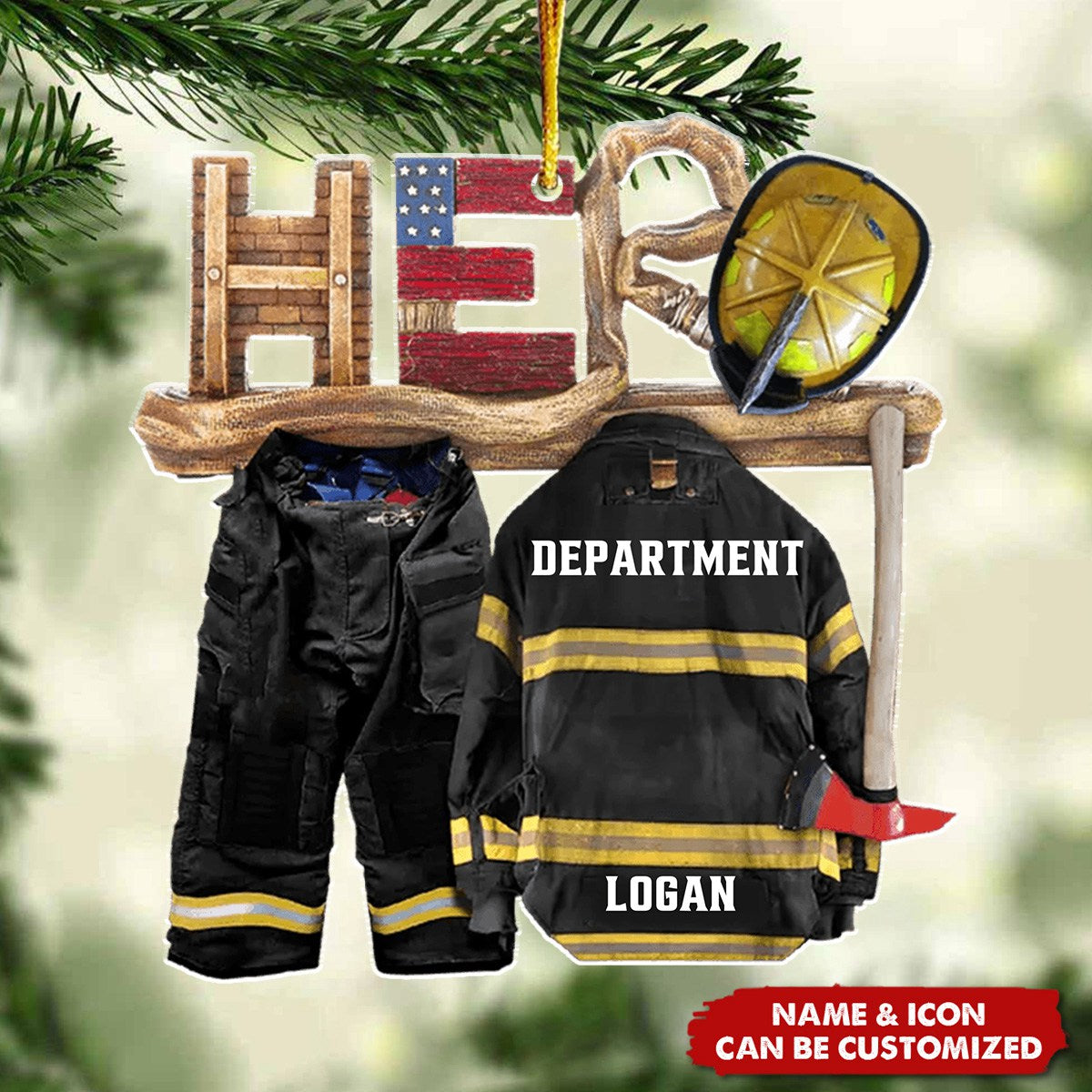 Armor Firefighter Is My Hero - Personalized Acrylic Christmas Ornament