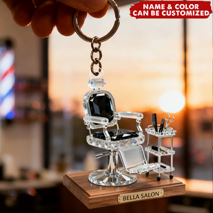 Salon Barber Chair - Personalized Acrylic Keychain, Gift for Hairstylist, Barber, Beauty Lover
