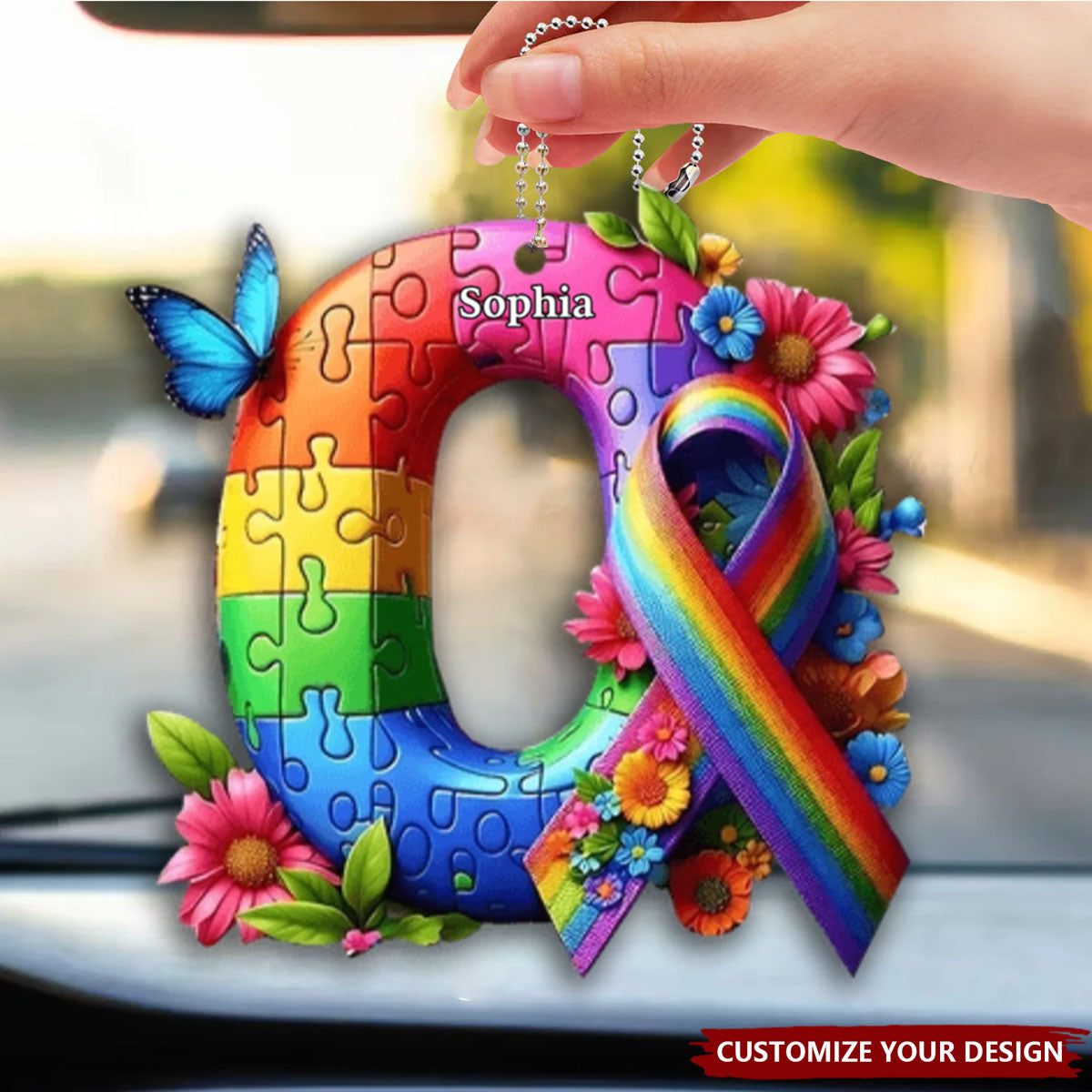 Never Walk Alone Autism Awareness - Personalized Acrylic Car Ornament