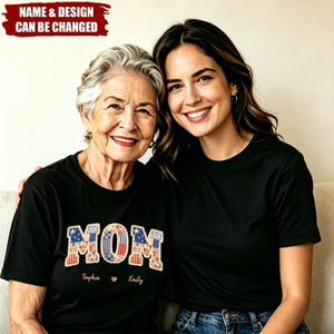 Custom Faux Embroidery Unisex T-shirt- Personalized Mother's Day Birthday Gifts For Mom, Grandma -  Mama Love