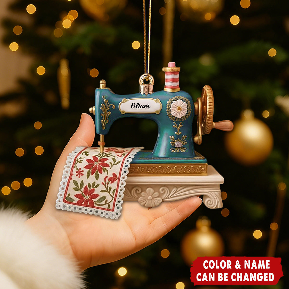 Personalized Sewing Machine Ornament  – Gift for Seamstress, Quilter, Sewing Lover