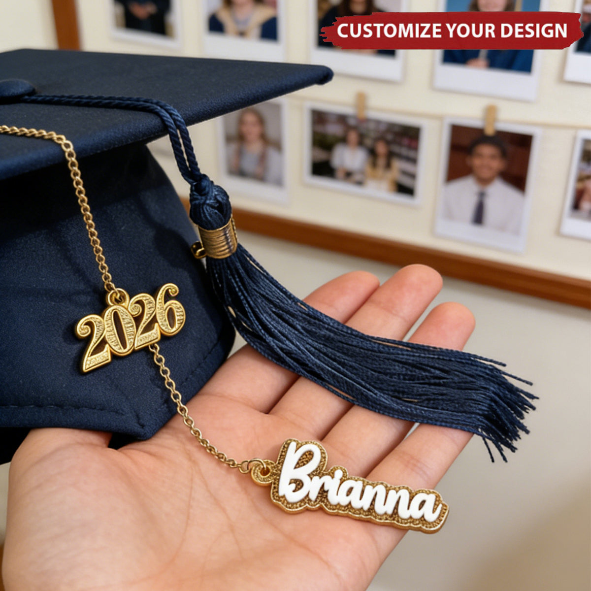 Personalized Name Year Graduation Cap Charm Tassel Decoration