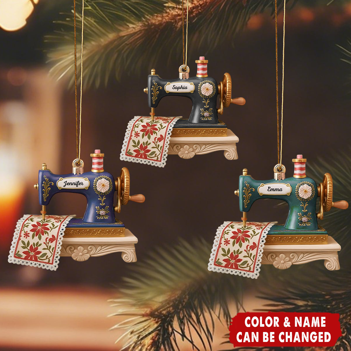 Personalized Sewing Machine Ornament  – Gift for Seamstress, Quilter, Sewing Lover