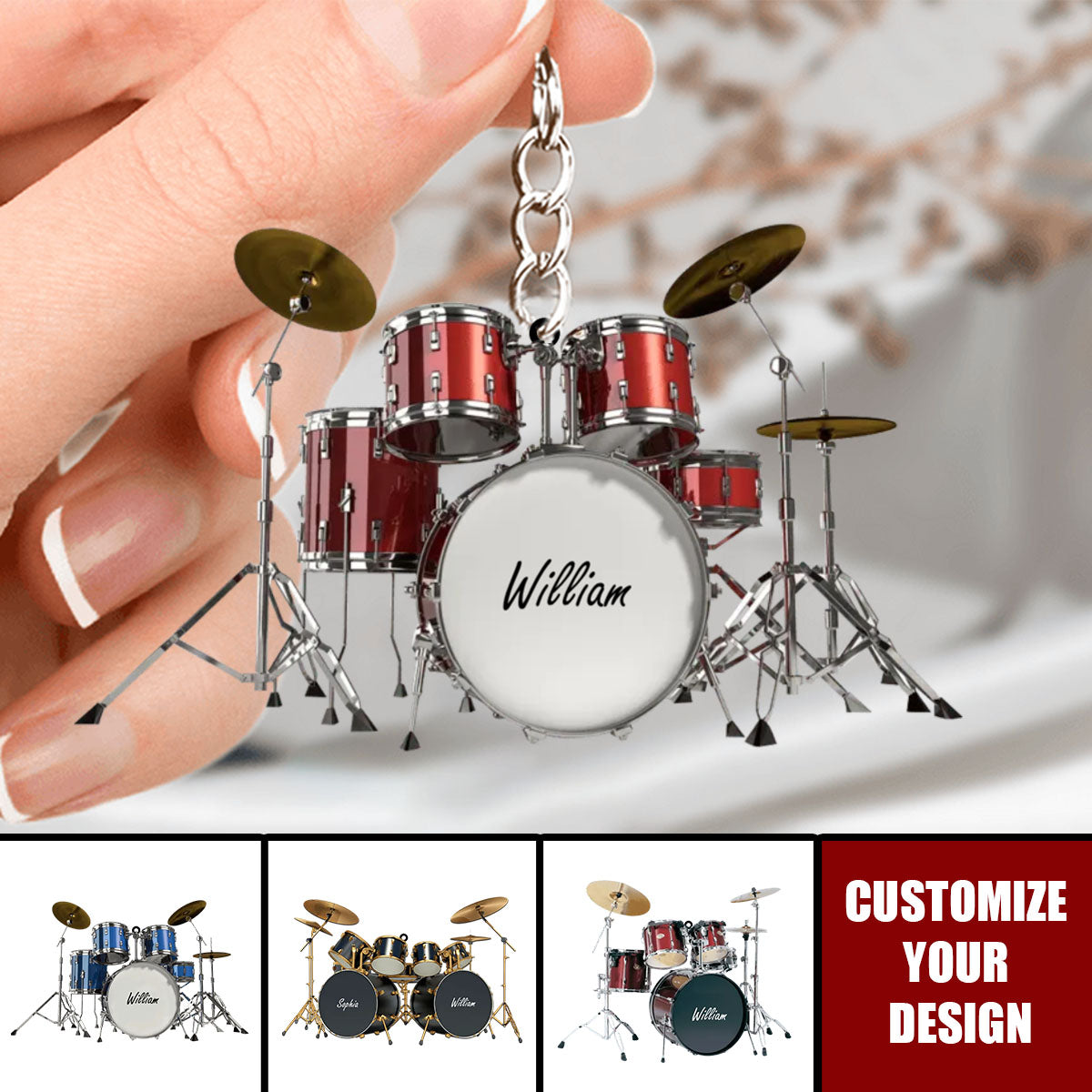 Drums Styles Colorful Drums Personalized Keychain - Gift For Drummer