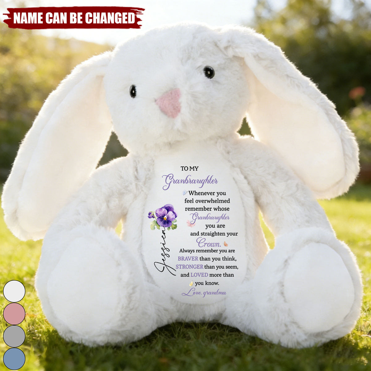 To My Granddaughter/Grandson, Whenever You Feel Overwhelmed - Personalized Stuffed Bunny