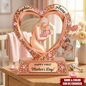 Elegant First Mother’s Day - Personalized Acrylic Plaque, Mom And Baby Keepsake