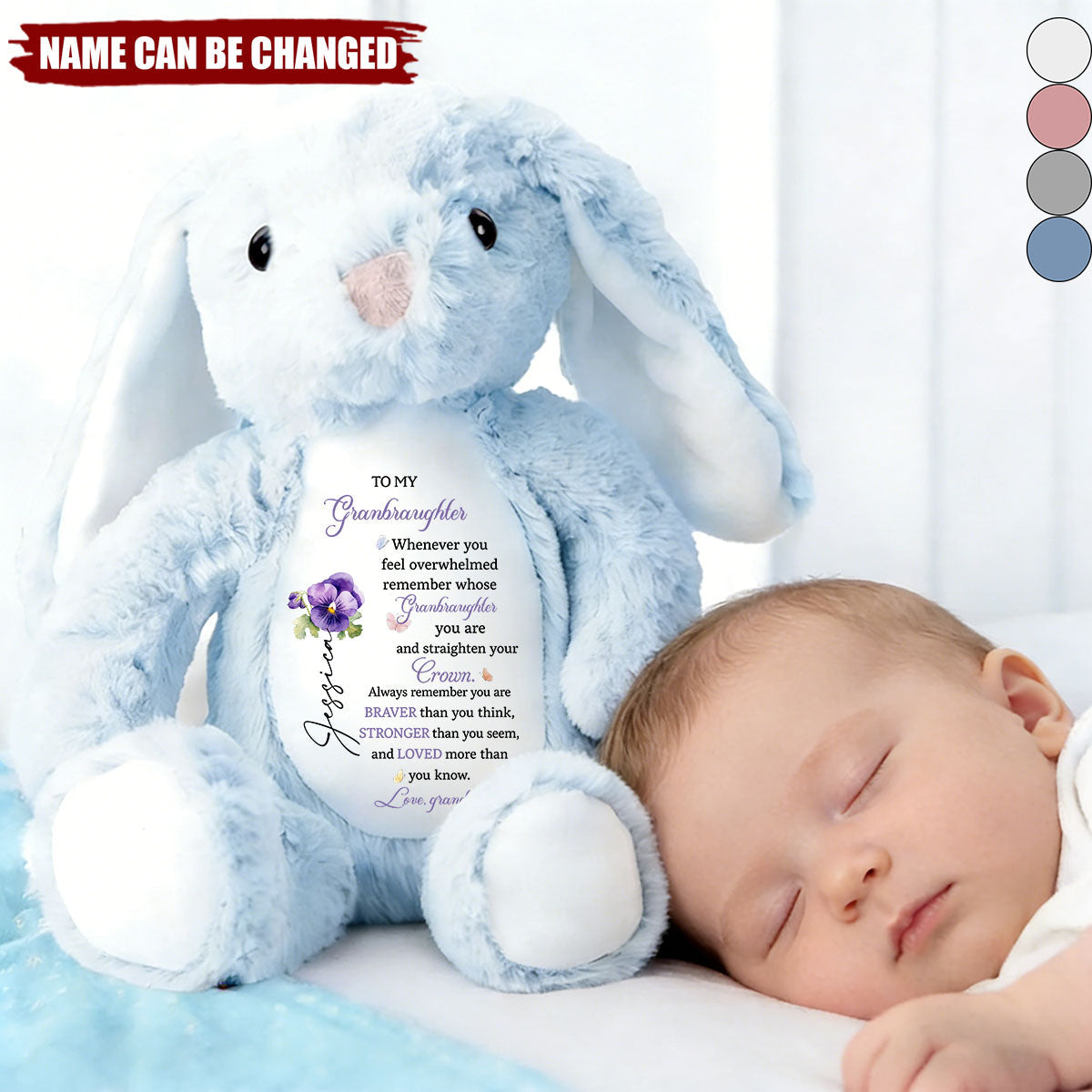To My Granddaughter/Grandson, Whenever You Feel Overwhelmed - Personalized Stuffed Bunny