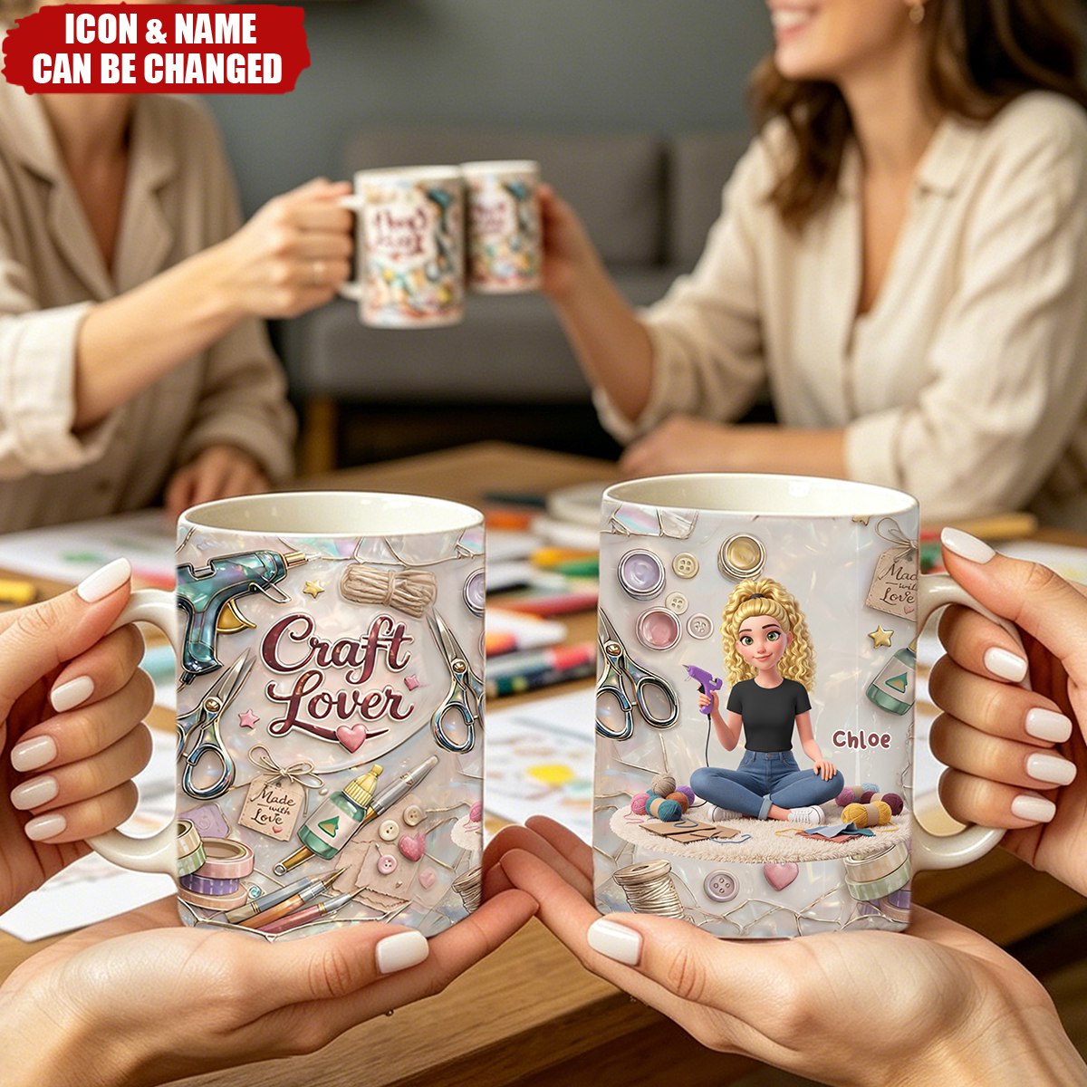 Personalized Custom Mug for Craft Lovers – Handmade with Love, Unique Gift Idea
