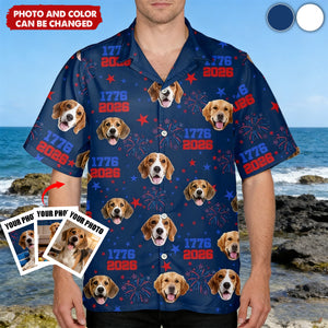 America 1776 - 2026 - Custom Dog Photo Hawaiian Shirt