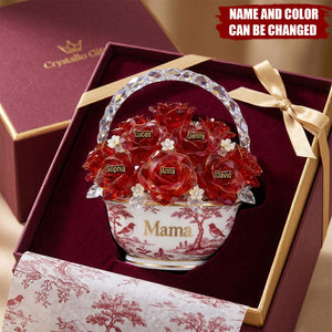 Toile De Jouy Flower Basket  - Personalized Acrylic Block Plaque, Gift For Mom