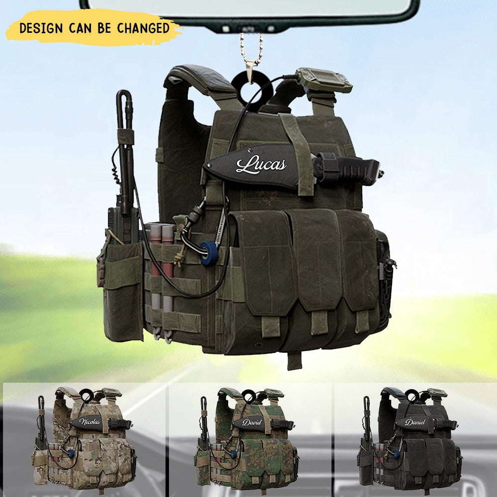 Tactical Vests Personalized Acrylic Ornament, Soldier Uniform, Military Accessories, Veteran Gift, Army Gift, Veteran Day Gift Idea