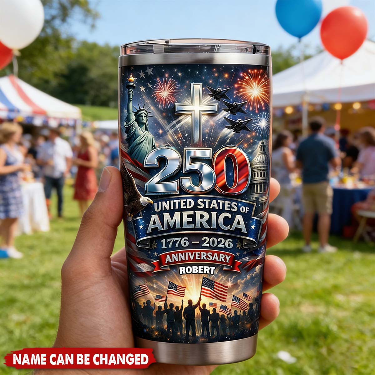 USA 250th Anniversary - Personalized Stainless Steel Tumbler, Gifts For Patriots