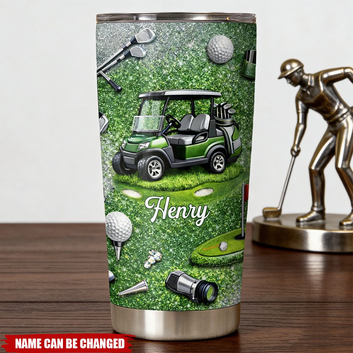 Eat Sleep Golf Repeat - Personalized Stainless Steel Tumbler, Gifts For Golf Lovers