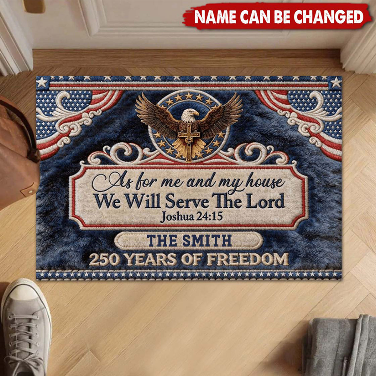 As For Me And My House We Will Serve The Lord - Personalized Doormat