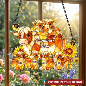 Grandma Mom's Herd - Personalized Suncatcher Ornament