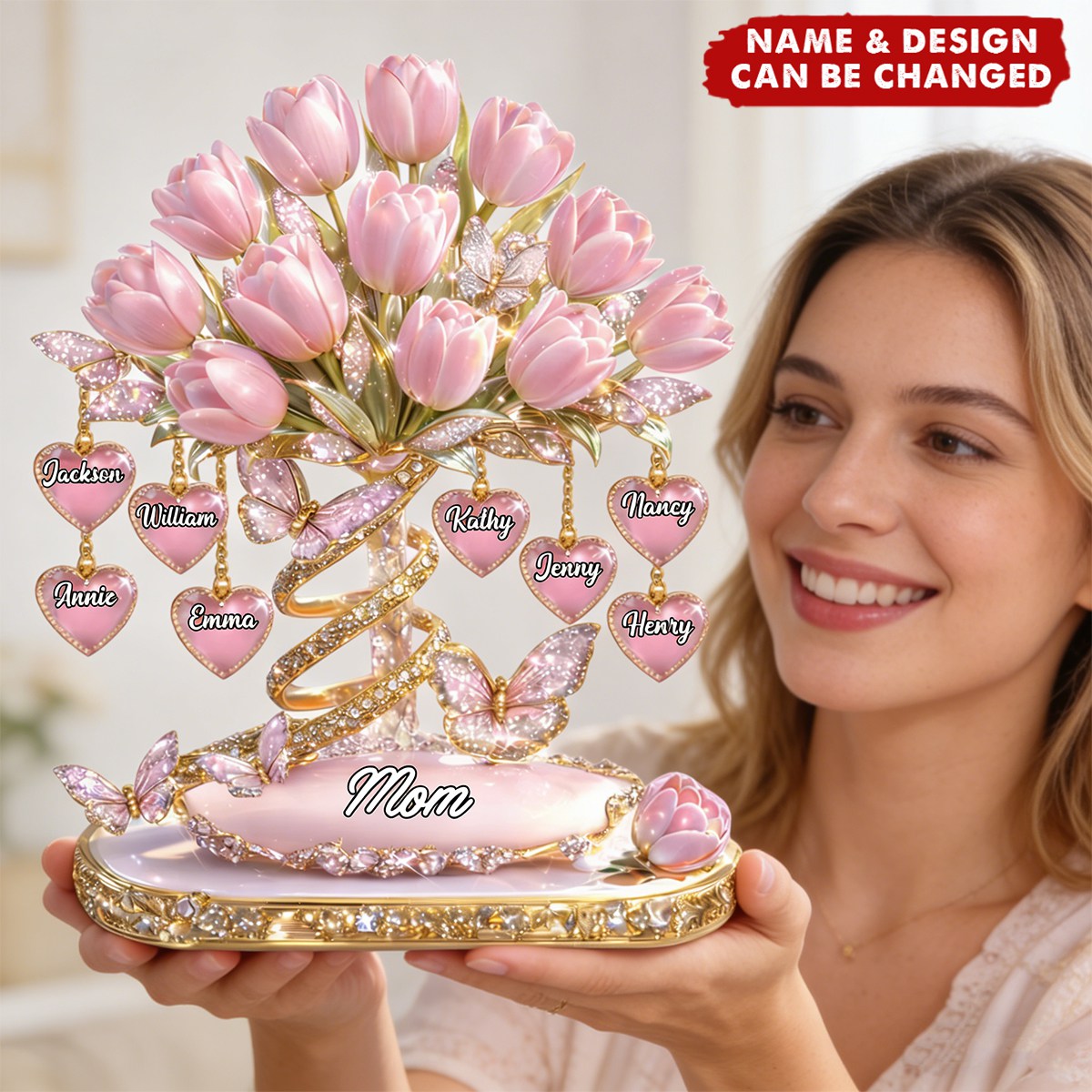 Mom We Love You Tulip Bouquet - Personalized Acrylic Plaque
